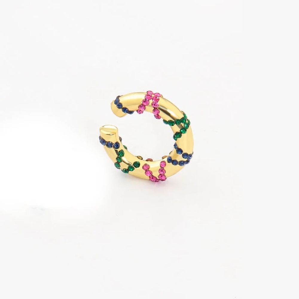 Enola Gold Tribal Design Rhinestone Ear Cuff - Picture 3 of 5